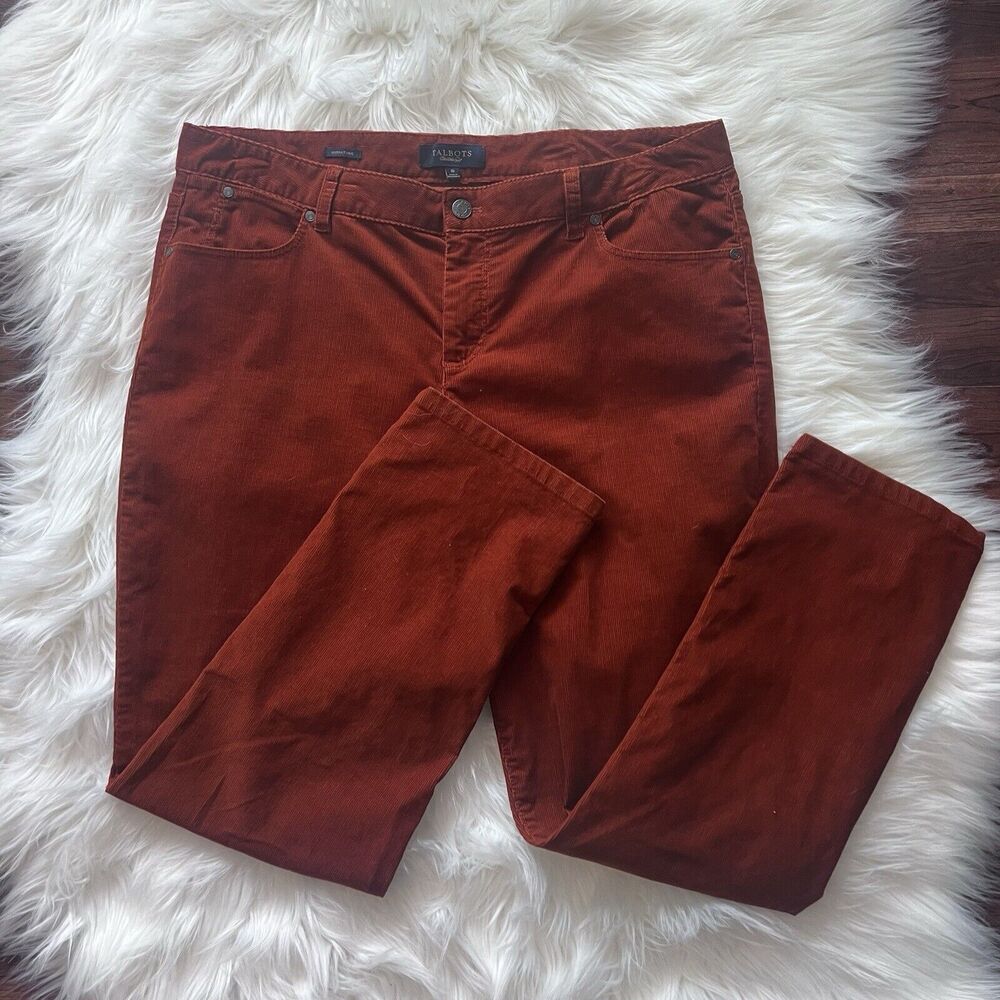 Talbot's Stretch Corduroy Straight Leg Pants 16 Burnt Orange Supersoft Career